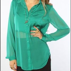 Free people emerald green blouse